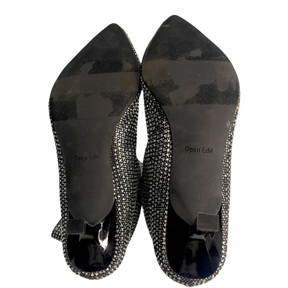 Open Edit Tilly Silver Rhinestone Embellished Ankle Heeled Booties Size 8 - Picture 7 of 7